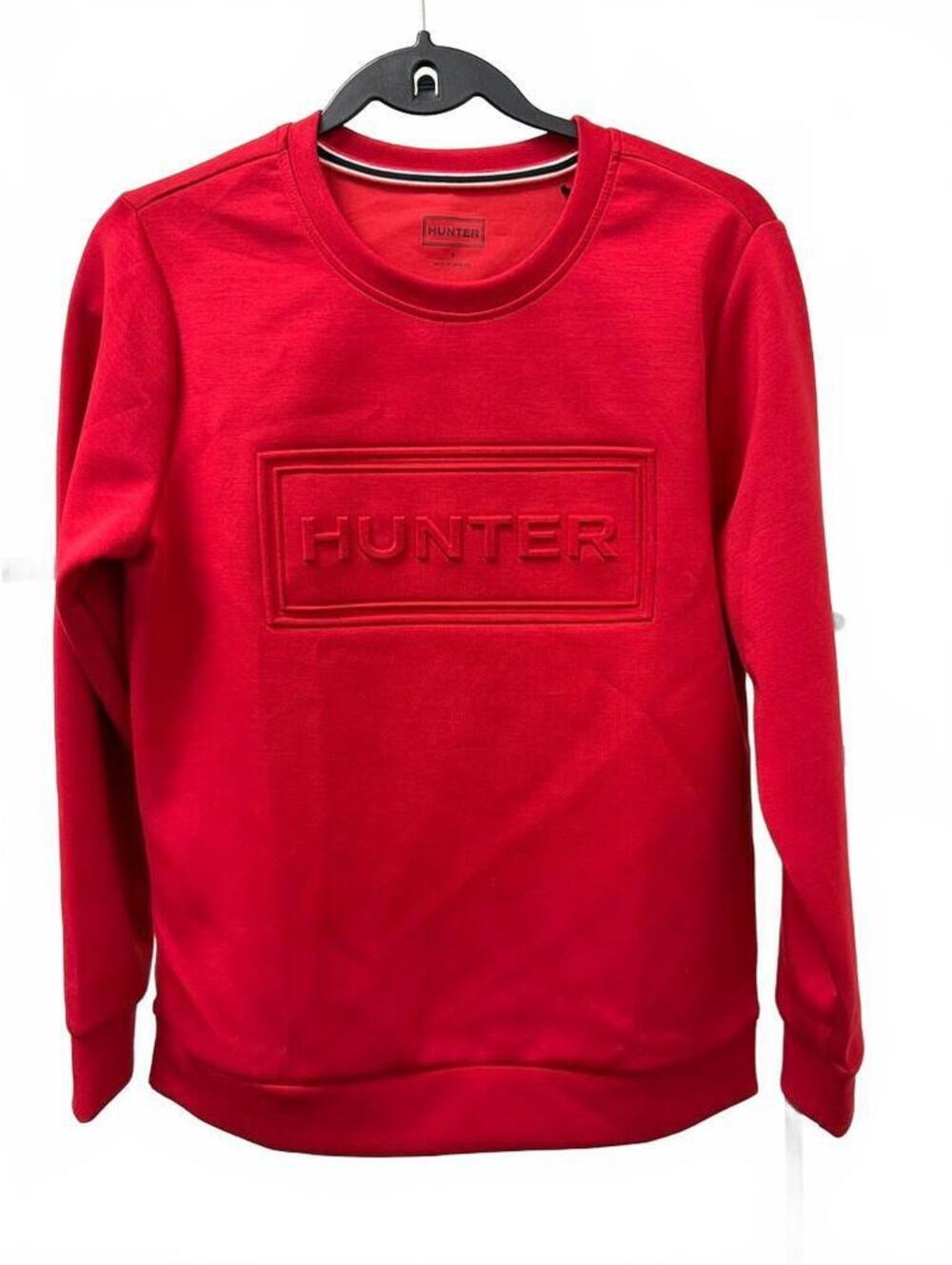 NWT Hunter Women's Red Logo Embossed Crewneck Sweatshirt Size Small